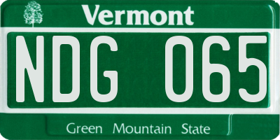 VT license plate NDG065