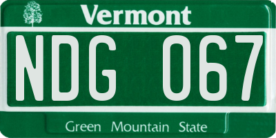 VT license plate NDG067