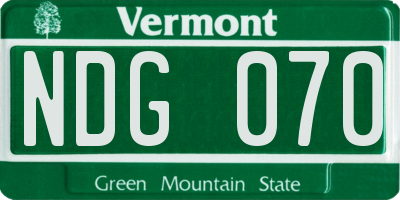 VT license plate NDG070