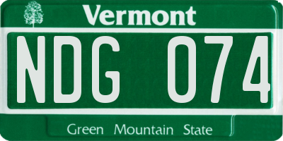 VT license plate NDG074