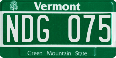 VT license plate NDG075
