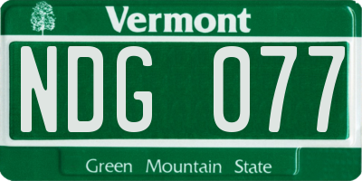 VT license plate NDG077