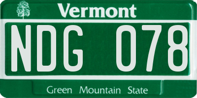VT license plate NDG078