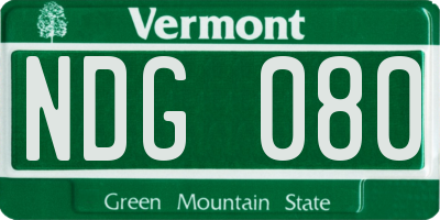 VT license plate NDG080