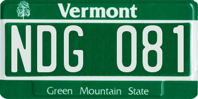 VT license plate NDG081