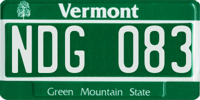VT license plate NDG083