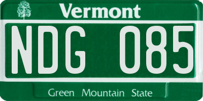 VT license plate NDG085