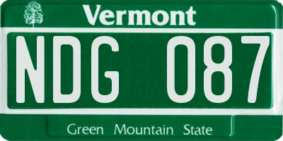 VT license plate NDG087