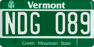 VT license plate NDG089