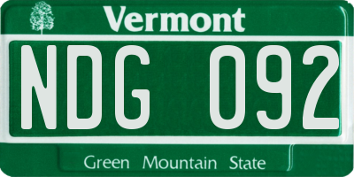 VT license plate NDG092