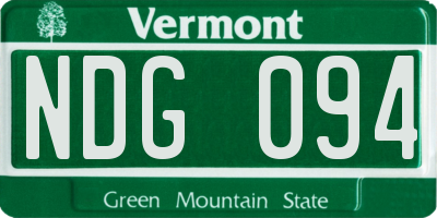 VT license plate NDG094