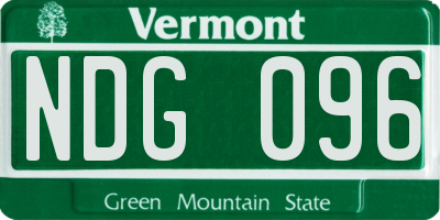 VT license plate NDG096