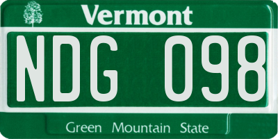 VT license plate NDG098