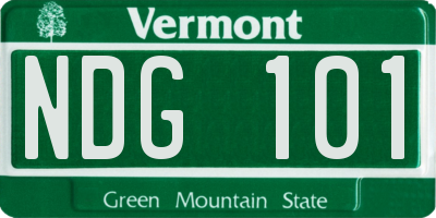 VT license plate NDG101