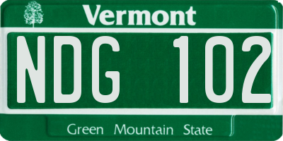 VT license plate NDG102