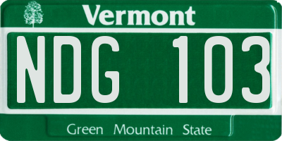 VT license plate NDG103