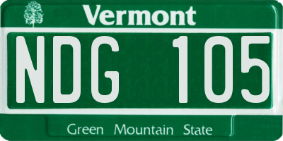 VT license plate NDG105