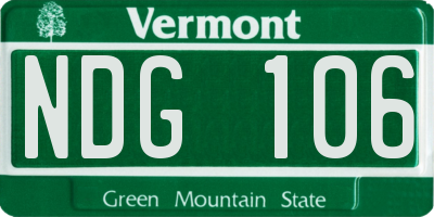 VT license plate NDG106