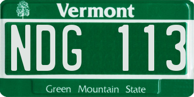 VT license plate NDG113
