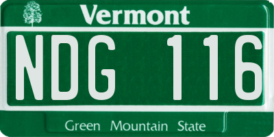 VT license plate NDG116