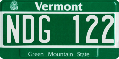 VT license plate NDG122