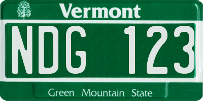 VT license plate NDG123