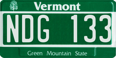 VT license plate NDG133