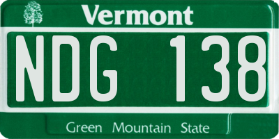 VT license plate NDG138