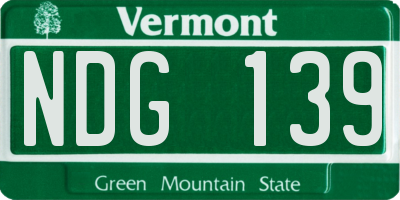 VT license plate NDG139
