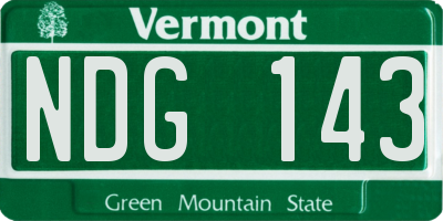 VT license plate NDG143