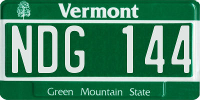 VT license plate NDG144