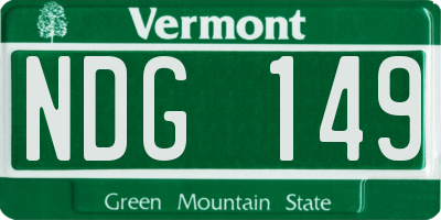 VT license plate NDG149