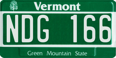VT license plate NDG166