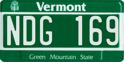 VT license plate NDG169