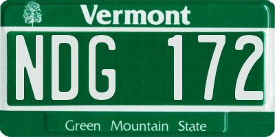 VT license plate NDG172