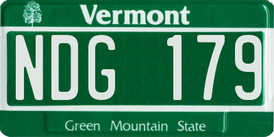 VT license plate NDG179