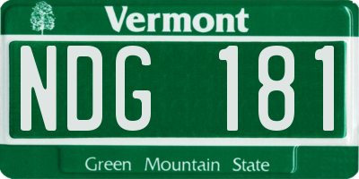 VT license plate NDG181