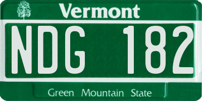 VT license plate NDG182