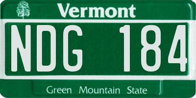 VT license plate NDG184