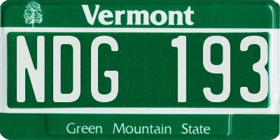 VT license plate NDG193