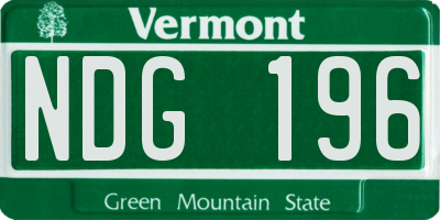 VT license plate NDG196