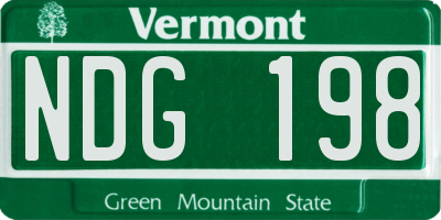 VT license plate NDG198