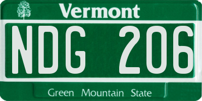 VT license plate NDG206