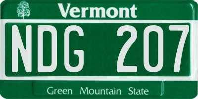 VT license plate NDG207