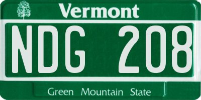 VT license plate NDG208