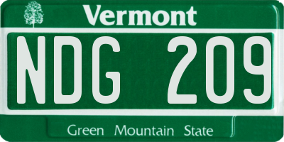 VT license plate NDG209