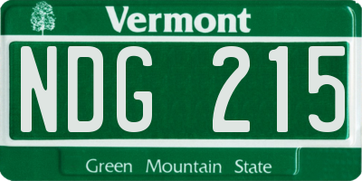 VT license plate NDG215