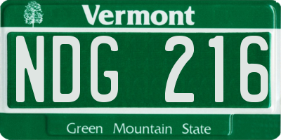 VT license plate NDG216