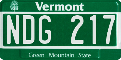 VT license plate NDG217