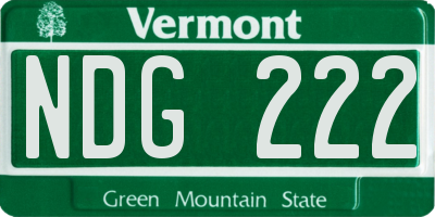 VT license plate NDG222
